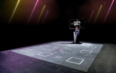 SKILLCOURT mit Neon Hintergrund Foto des SKILLCOURT's in einem dunklen Raum mit Neon Leuchten im Hintergrund
